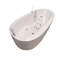 Baignoire à remous autoportante moderne avec éclairage LED et 12 jets pour usage hôtelier, expérience de bain à bulles relaxante