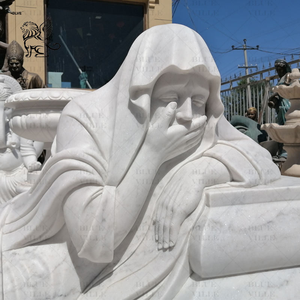 BLVE décoration de cimetière de Style occidental sculpture sur pierre blanche pleurant Mary Sculpture pierre tombale marbre femme Monument - Product Image 4