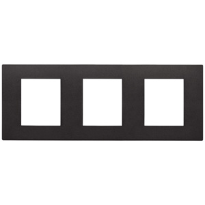 Placca interruttore a muro nera a 3 gang, lunghezza 26,6 cm, per prese elettriche - Product Image 1