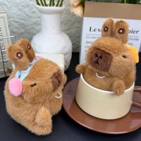 Nouvelle poupée en peluche Capybara amusante 2026 en coton PP doux avec oreilles mobiles, jouet animal en peluche, porte-clés, cadeaux