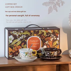 Nuovo Set di Tazze da Caffè in Ceramica Vintage di Lusso Retrò con Motivo Floreale, Confezione Regalo, Stile <span class=keywords><strong>Turco</strong></span> e Arabo - Product Image 4