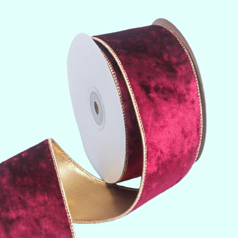 New Arrival Double Velvet Wired Edge Ribbon Purple Black Polyester for Christmas Gift Package & Party Decoration