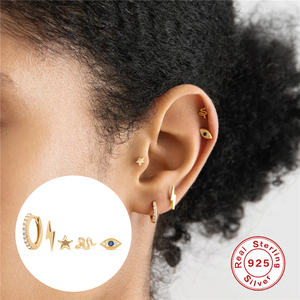 ROXI Lot de 5 paires de boucles d'oreilles clous en argent sterling S925, motif serpent et œil d'étoile, tendance - Product Image 3