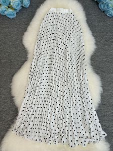 <span class=keywords><strong>Jupe</strong></span> plissée classique à pois, style français, polyvalente, taille haute, coupe trapèze, longueur mi-<span class=keywords><strong>longue</strong></span> - Product Image 1