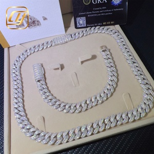 Pass Diamond Tester Hip Hop Jewelry 925 Sterling Silver Hip Hop 13MM <b>Iced</b> <b>Out</b> VVS Moissanite Diamond Cuban Link <b>Chain</b> Necklace - Product Image 2