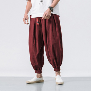 Pantalons lanternes décontractés pour hommes en gros, pantalons amples à jambes larges en coton et <span class=keywords><strong>lin</strong></span> pour l'été - Product Image 5