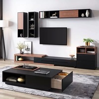 Meuble TV moderne de luxe en marbre et ensemble de table basse extensible en bois pour salon mobilier de maison multifonction