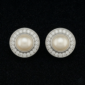 Pendientes de diamantes de platino de alta gama, piedras redondas de corte brillante, diseño minimalista y elegante, joyería fina para mujer - Product Image 1