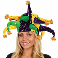 Neuer bunter Plüsch-Clownhut für Halloween und Mardi Gras – Lustiges Narrenkostüm