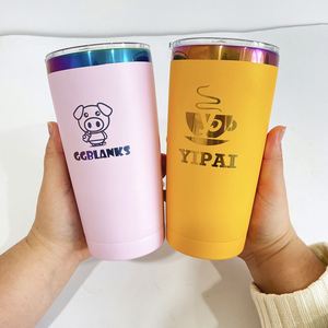 12Pack Logo Custom Laser Engraved Colorful Powder Coated Rainbow Plated 20Oz Stainless Steel Car Mugs Water <b>Bottle</b> - Product Image 3