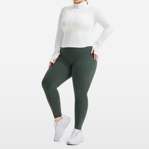 <span class=keywords><strong>Veste</strong></span> de <span class=keywords><strong>sport</strong></span> <span class=keywords><strong>grande</strong></span> <span class=keywords><strong>taille</strong></span>, haute élasticité, respirante, pour <span class=keywords><strong>femme</strong></span>, printemps, manches longues, fermeture éclair, ajustée, course à pied, fitness, yoga - Product Image 3
