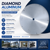Lame de scie circulaire en carbure 180T pour découpe d'aluminium, idéale pour machines de découpe de profilés de fenêtres et de portes en aluminium, usage industriel.