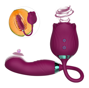 Vibrator Hisap 10 Frekuensi Grosir Rose Dengan Getaran Berdenyut 10 Frekuensi Stimulator Titik G Teleskopik untuk Wanita - Product Image 1