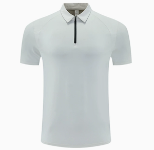 T-shirt sportiva unisex personalizzabile con stampa, mezza zip, manica corta, in poliestere ed elastan, 180 grammi, lavorata <span class=keywords><strong>a</strong></span> maglia, ad asciugatura rapida, vestibilità slim - Product Image 2