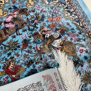 Alfombras Persas de Caza Azul Cielo de 60*90cm al por Mayor, Tapiz de Pared Tejido de Modal Ecológico - Product Image 4