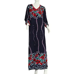 Direct Selling Islamic Middle East Dubai Long Sleeve Cotton Robe Woven Arab qatar abaya design Muslim Dress And Maxi Dress