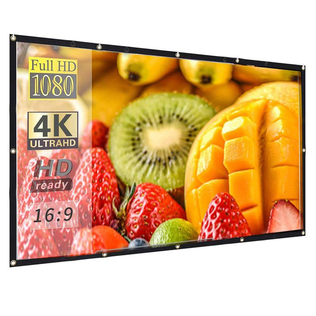 100 Inch Simple Projection Screen 4K HD 16:9 Foldable and Portable Projector Screen for Home Theater Cinema Indoor Outdoor