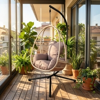 Fauteuil suspendu œuf en rotin tressé pour balcon et jardin, mobilier d'extérieur moderne personnalisé, vente en gros