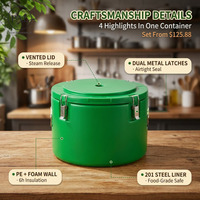 Ensemble de contenants alimentaires en métal isolés, écologiques, modernes et multifonctionnels, 15/30/50L, coque en PE, acier inoxydable 201, fermeture à clipser