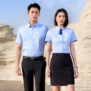 Unisex Flat Twill Cotton Shirt Three Quarter Sleeve Business Professional Attire Wrinkle Resistant Commuter Workwear Spring 2026 - Product Image 4