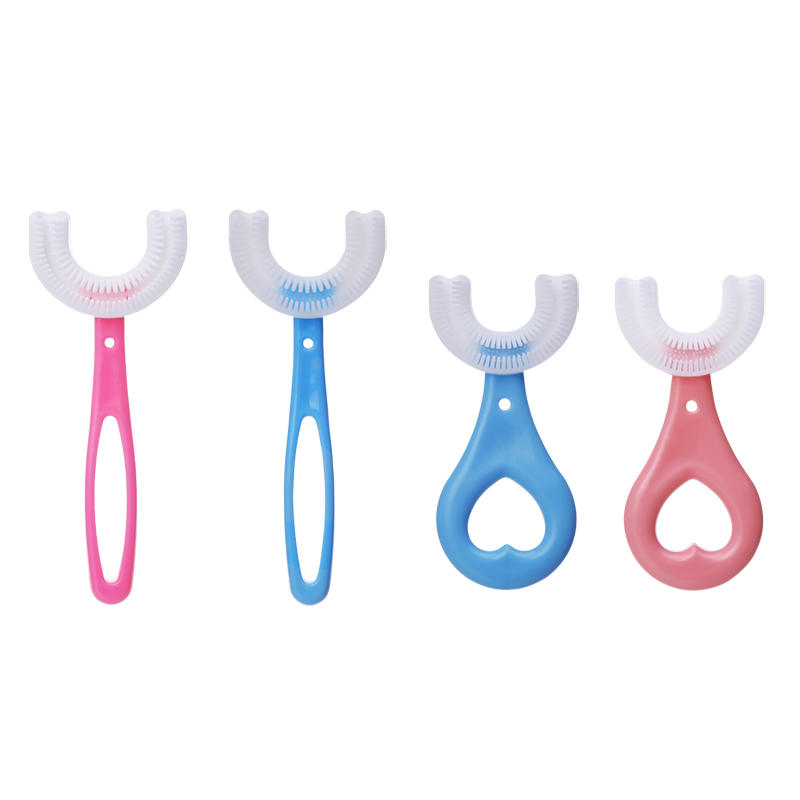 Оптовая продажа, 360 градусов, детская зубная щетка из пищевого силикона, U-образная зубная щетка для чистки зубов