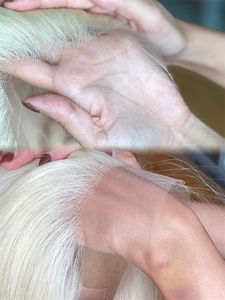 Perruque Full Lace Wig 24 pouces lisse et vierge cheveux européens à cuticule alignée transparente pour Lace Qingdao Model 613 Can Dye Texture - Product Image 5