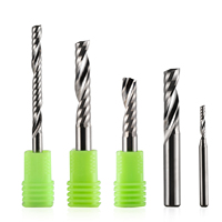 Fresa espiral de carburo sólido de 6mm/8mm de un solo filo con corte ascendente para acrílico, PVC, madera, herramienta de corte y grabado CNC