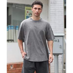 Camisetas de algodón 100% para hombre, de gran tamaño Unisex Camisetas básicas, camisetas de manga corta con pantalla frontal, Camisetas básicas sólidas sueltas informales de lavado - Product Image 5