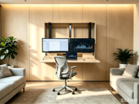 Bureau mural électrique Sit-Stand Murphy pour deux écrans ultra-larges de 27 pouces, poste de travail mural gain de place pour bureau à domicile, double moniteur escamotable OEM