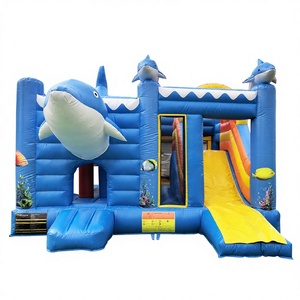3D kids outdoor bounce house for party chateau gonflable inflatable dolphin bouncy castle and slide combo - Product Image 1
