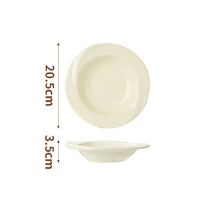 Vente en gros d'assiettes en céramique crème modernes Plat de pâtes occidentales écologique de haute qualité Plat peu profond haut de gamme créatif pour la maison 100pcs - Product Image 6