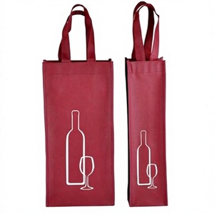 Wholesale Non Woven Hand Length Handle Shoulder Wine Gift Bag Single/Double 4 <b>Bottle</b> <b>Carrier</b> Logo Printing Promotional Events - Product Image 3