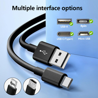 Harga Pabrik Kabel Pengisian Cepat Micro 8Pin Tipe C Hitam 1M OD3.6 TPE USB ke USB C untuk Ponsel
