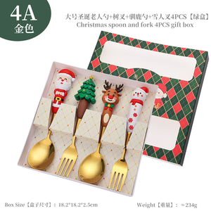 <b>Modern</b> Party Disposable Stainless Steel Metal <b>Christmas</b> Spoon Fork Cutlery Set Cartoon <b>Christmas</b> <b>Tree</b> Dessert Spoon - Product Image 6