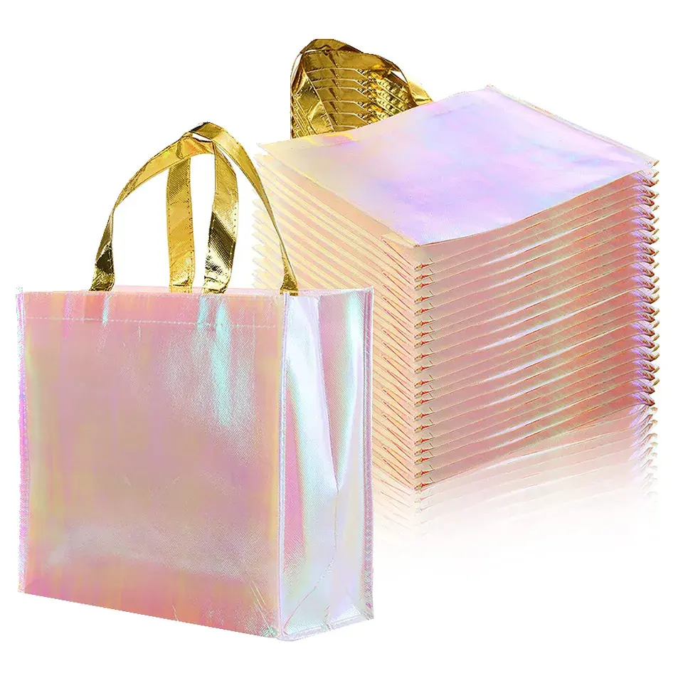 High Quality Fashion Gift Bag Shopping Bag Urban Shiny Beauty Metallic Pp Non Woven Gift Shopping Bag for Customization