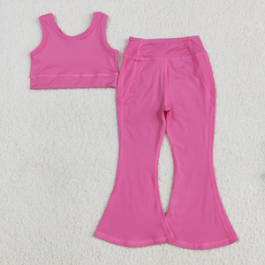 Ensemble de yoga pour bébés filles : débardeur rose à bretelles et jupe-short plissée - Product Image 5