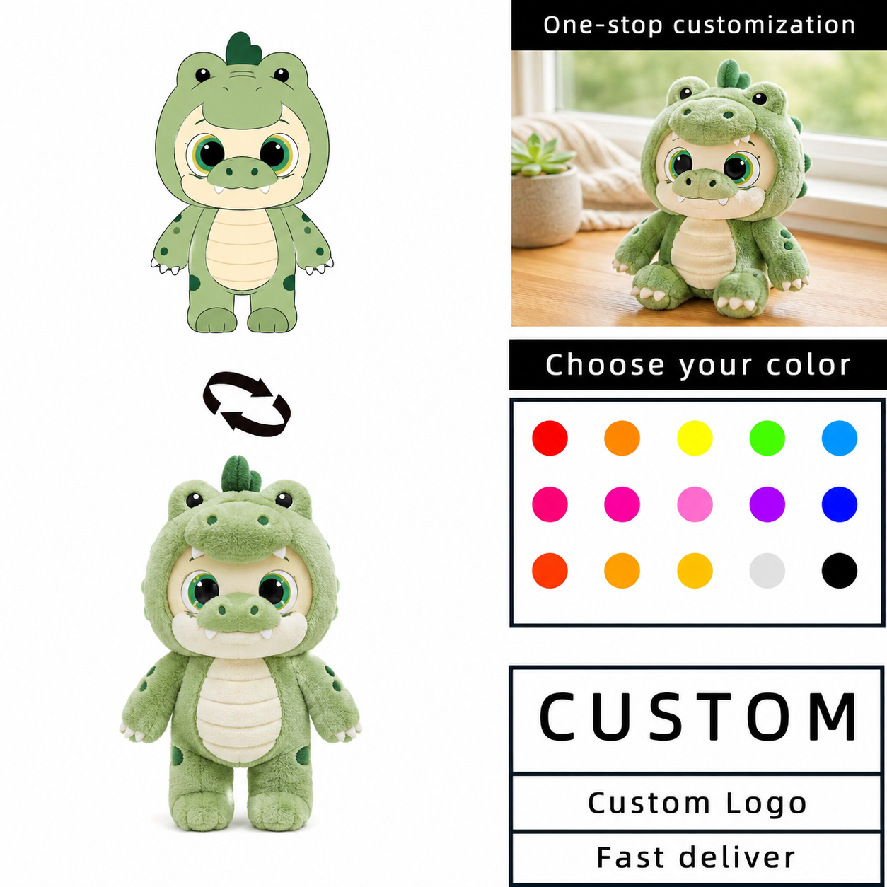 Peluche Cocodrilo Verde De Tamaño Mediano – Juguete Suave Y Decorativo, Ideal Para Niños, Decoración Del Hogar Y Regalos