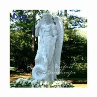 Saint Michael the Archangel Statue, White Stone, Marble
