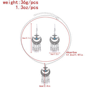 Conjunto de Collar y Pendientes de Aleación Vintage Étnico Kazajo con Diseño de Luna para Mujer, Accesorios de Fotografía para Turismo en Xinjiang <span class=keywords><strong>Kashgar</strong></span> - Product Image 2