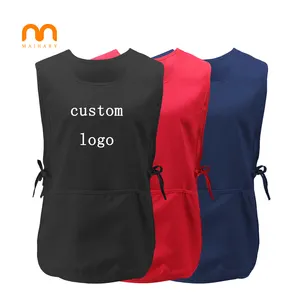 Delantal de peluquería resistente de poliéster con logotipo personalizado, delantales de peluquero sin mangas de salón negro - Product Image 1