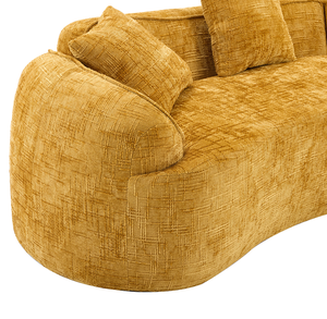 <b>Yellow</b> Curved Compressed Sofa Set Modern Nordic-style Sectional Design with <b>Sponge</b> Filling Modular for Living Room Comfort - Product Image 6