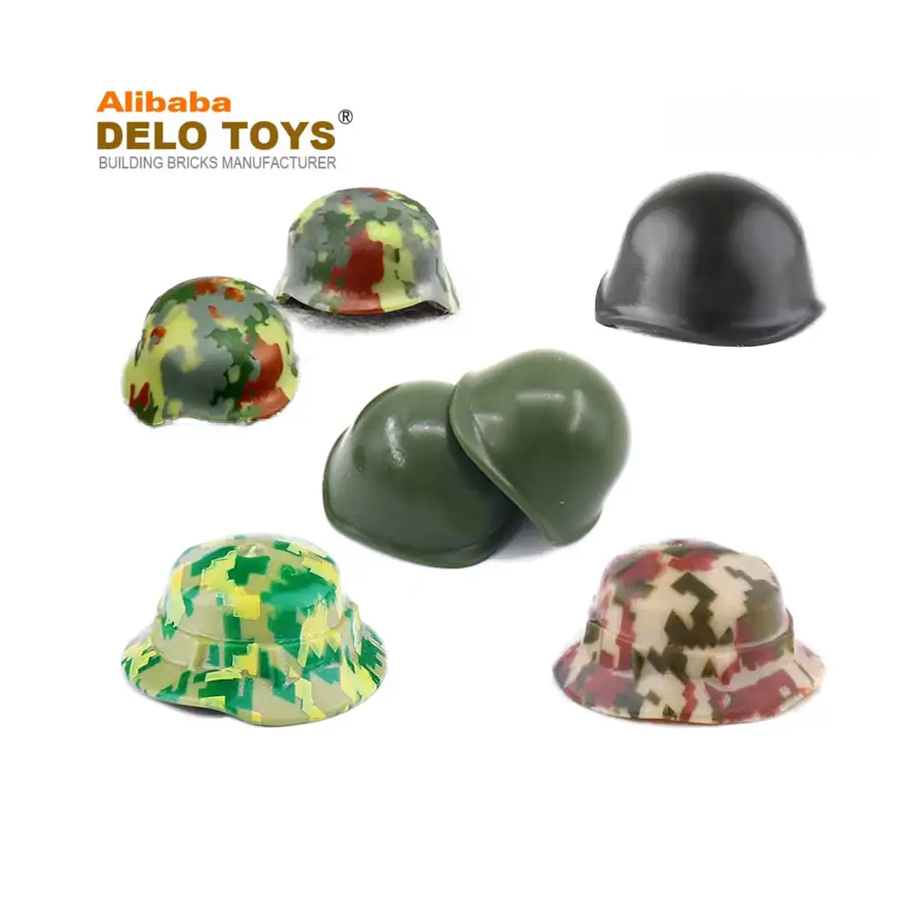 DELO TOYS Plastic building blocks parts mini camouflage Cap / Helmet Military Toys for Children (DE00060)
