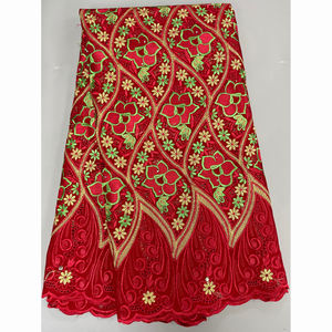 Nuovi lacci in cotone nero africano tessuto di pizzo secco chimico di buona qualità merletto in Voile svizzero - Product Image 1