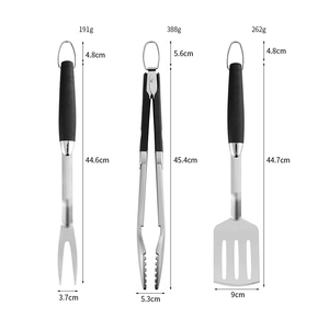 Hot Bán Ngoài Trời Cắm Trại BBQ Phụ Kiện Nướng Đồ Dùng <span class=keywords><strong>3</strong></span> Mảnh Xách Tay Nướng Thịt Nướng Công Cụ Thép Không Gỉ BBQ Công Cụ Thiết Lập - Product Image 2