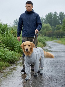เสื้อกันฝนสำหรับสุนัขแบบแยกชิ้นสี่ขา ปิดคลุมเต็มตัว กันน้ำ พร้อมรองเท้า สำหรับสุนัขขนาดกลางและขนาดใหญ่ - Product Image 6