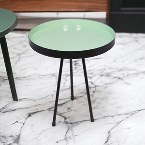 Modern Nordic Indoor Living Room Bedroom Furniture Colorful <b>Tray</b> with Black Metal Frame <b>Round</b> Coffee Side <b>Table</b> for Villa Use - Product Image 5