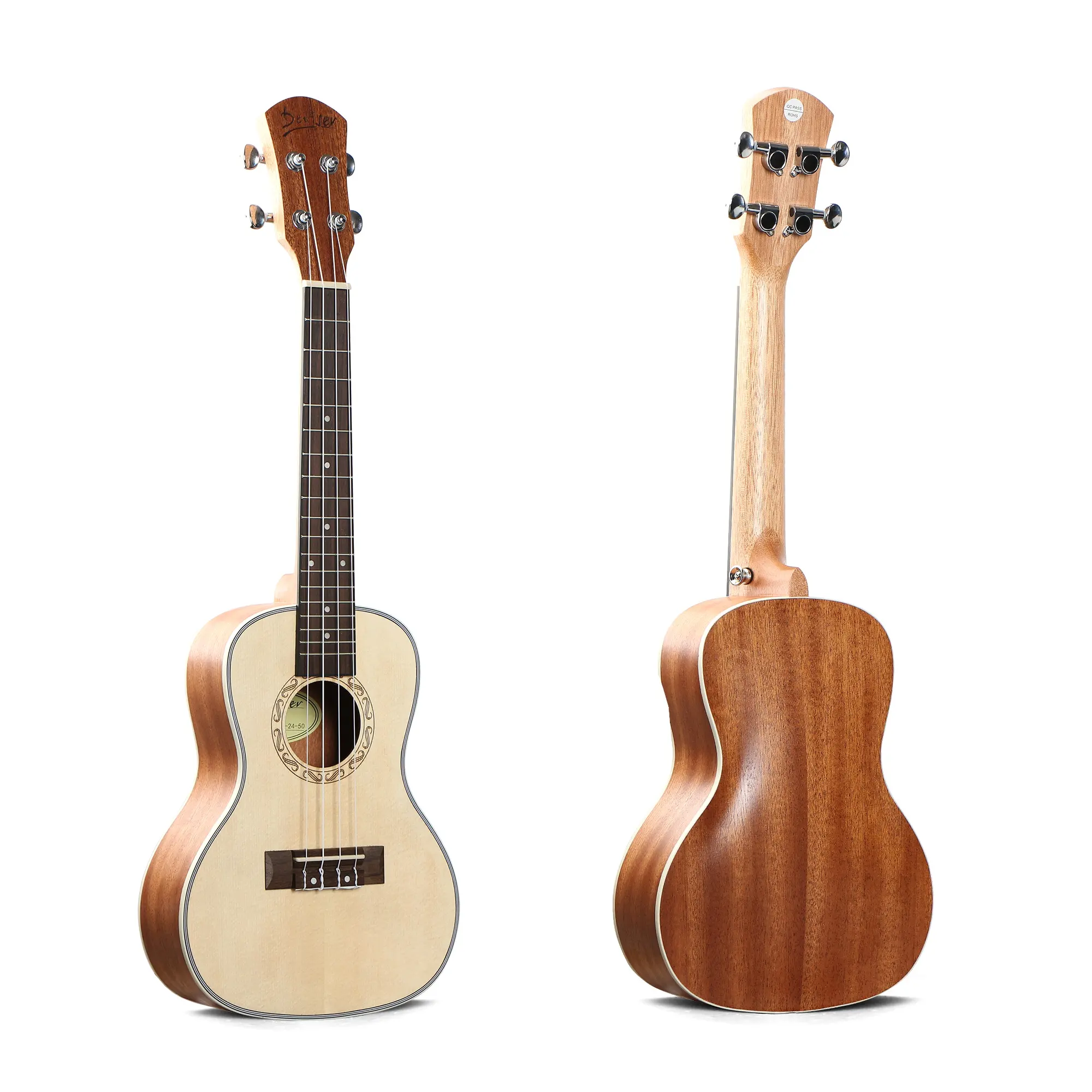 Deviser הוואי 4 מחרוזת סופרן קונצרט טנור גודל 21 "24" 26 "אשוח סין סיטונאי ukulele מותאם אישית לוגו האוקללה