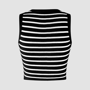 Contrast Binding Sleeve Less Tshirt for <b>Women</b> High Quality 100% Cotton <b>Sweater</b> <b>Vest</b> Classy Stripe Crop Tank Top - Product Image 3