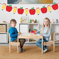 Bannière en papier crayon pomme pour la rentrée scolaire, décorations de classe, bannières durables pour enseignants et accessoires photo