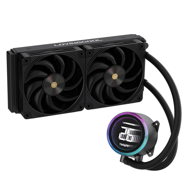 Lovingcool High Quality 240MM ARGB AIO Liquid Cooling Digital Display Water Cooler for Gaming PC with Non-LED Cooler Fans